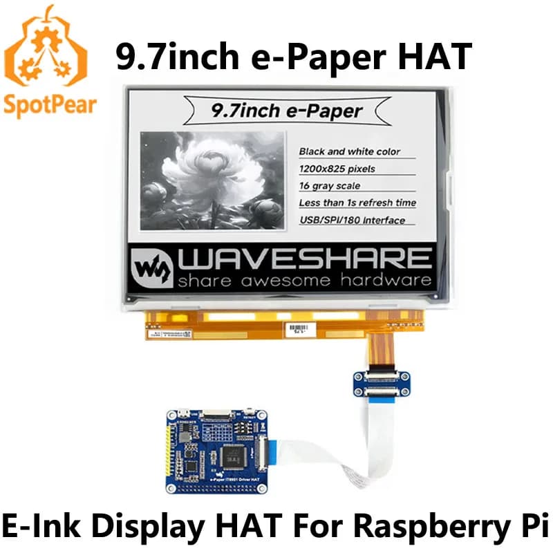 E-Paper da 9,7 pollici E-Ink display HAT 1200x825 per Raspberry Pi