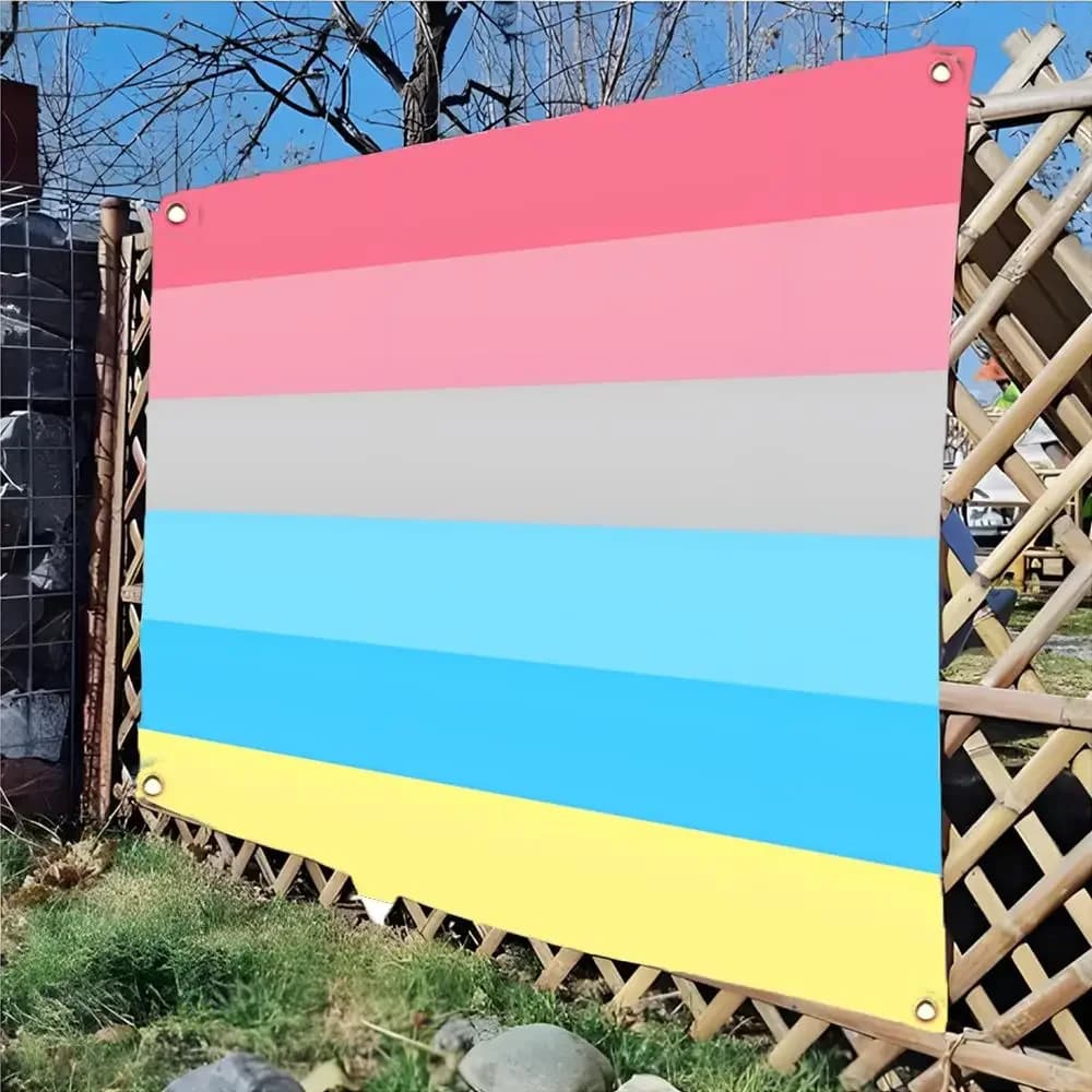 Genderflux Pride LGBTQ Flags Daily four ring borderless design indoor outdoor decor easy hang install