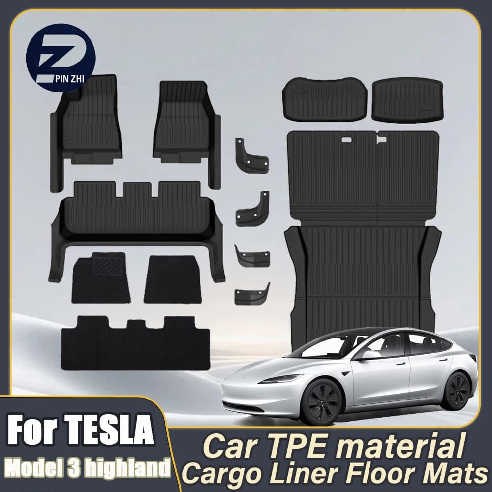 Car Floor Mats All-inclusive Threshold Style Foot Pads Protective Pad For Tesla Model 3 Highland 2024-2026 Foot Pads Trunk Mats