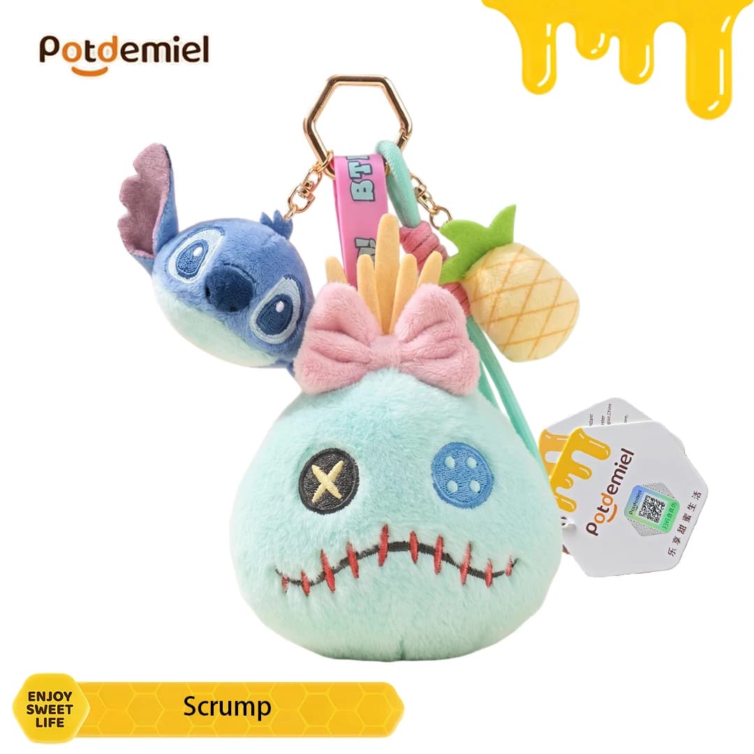 Potdemiel Lilo Stitch Scrump Plush Pouch Charm Set for Tote Handbag Quirky Soft Fluffy Anime Fan Holiday Gift Bag Accessory