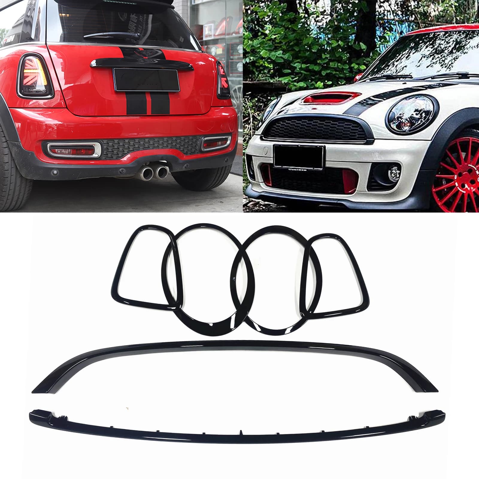 Headlamp Front Head Light Headlight Rear Lamp Frame Cover Grille Grill Trim For MINI COOPER R55 R56 R57 R58 R59 07-15 JCW Style