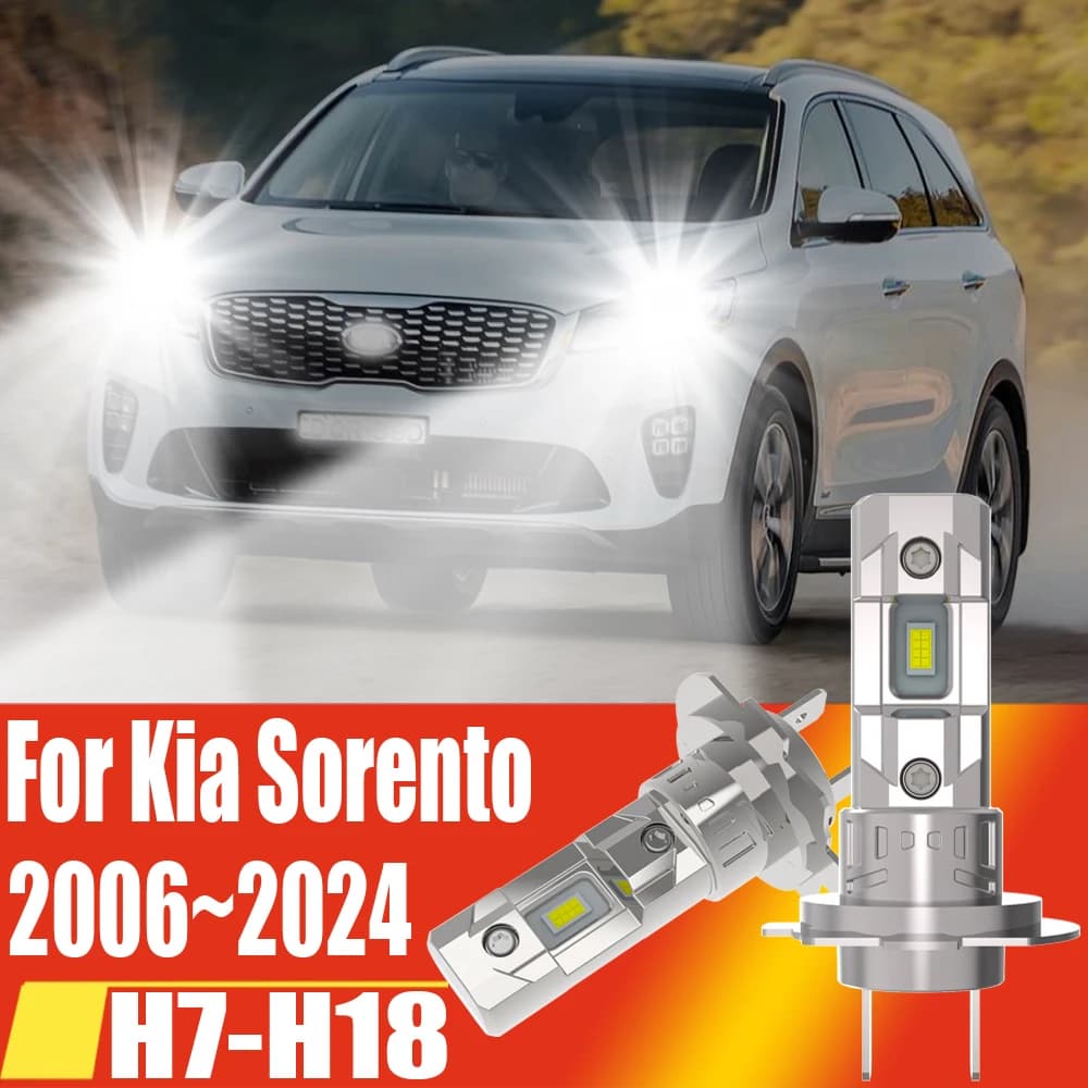2pcs H7 Led Headlight Canbus High Power Car Bulb 6000k White Auto Fog Lights Moto Turbo Diode Lamp 12v For Kia Sorento 2006~2024