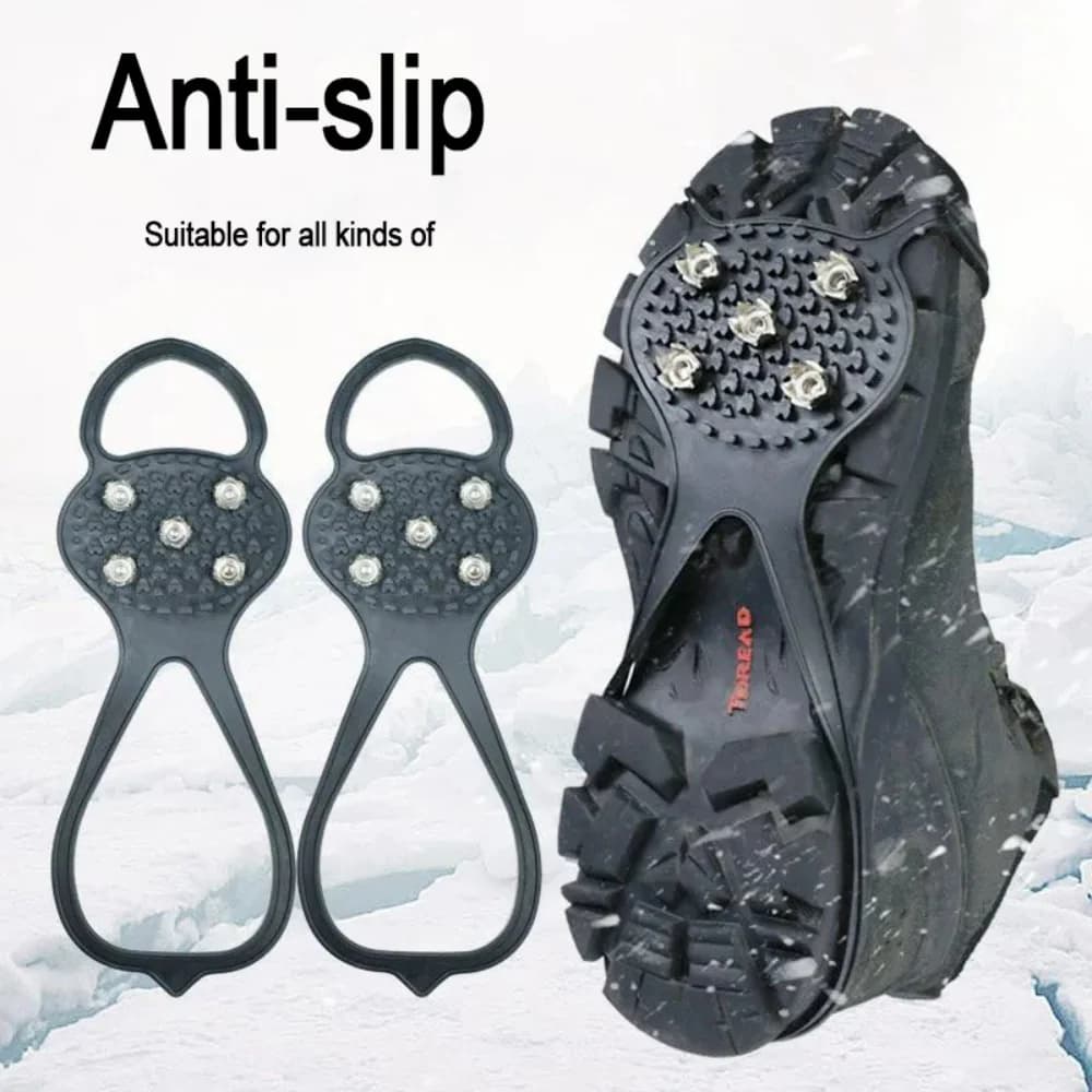 5 denti antiscivolo Ice Gripper Shoes Boot escursionismo Ice Climbing Shoe Spikes Chain ramponi Cover antiscivolo scarpe da trekking all'aperto Cove