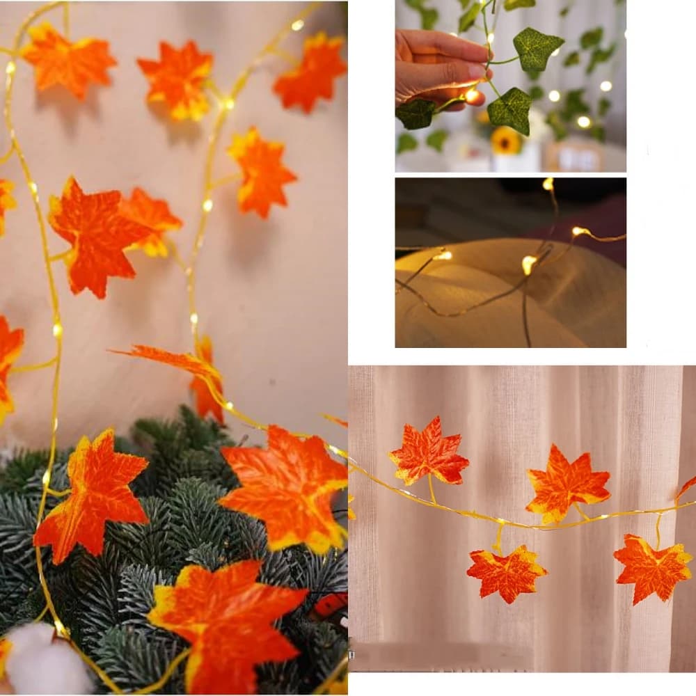 2/5/10M Lucine USB/alimentate a batteria Vite Foglia d'acero Ghirlanda LED Luci della stringa 20/50/100LED Decorazioni natalizie Illuminazione natalizia