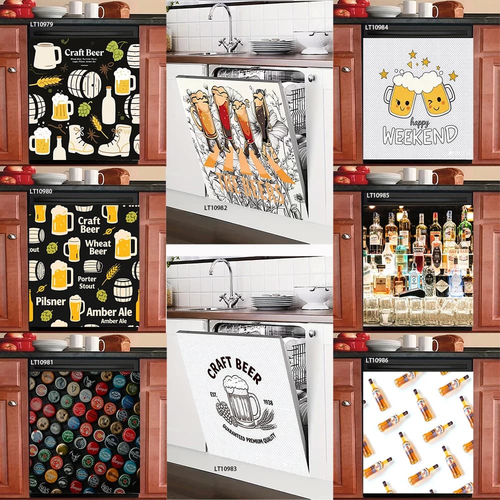 Copri Lavastoviglie a Forma di Birra, Design Cartoon con Boccale e Birra Artigianale, Decorazione Impermeabile per Cucina