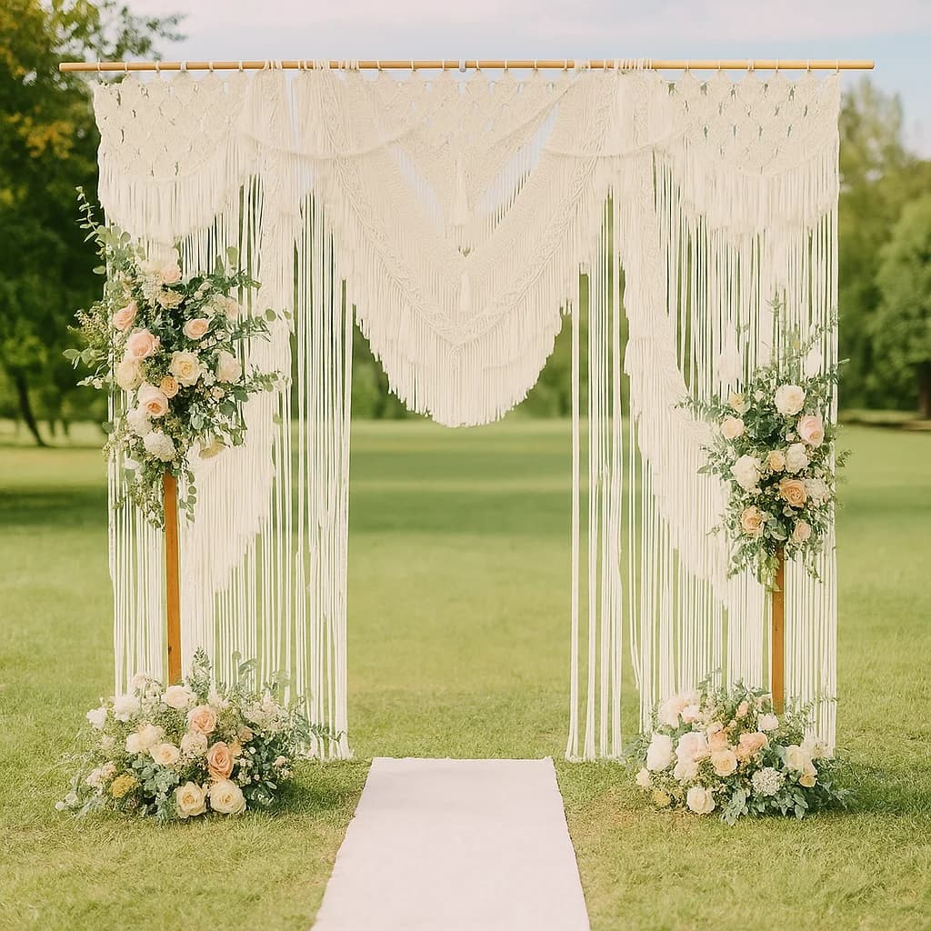 #￥Bohemian Cotton Macrame Bohemian wall hanging Handmade for Outdoor Lawn Wedding Gisenu Brand Natural Elegance