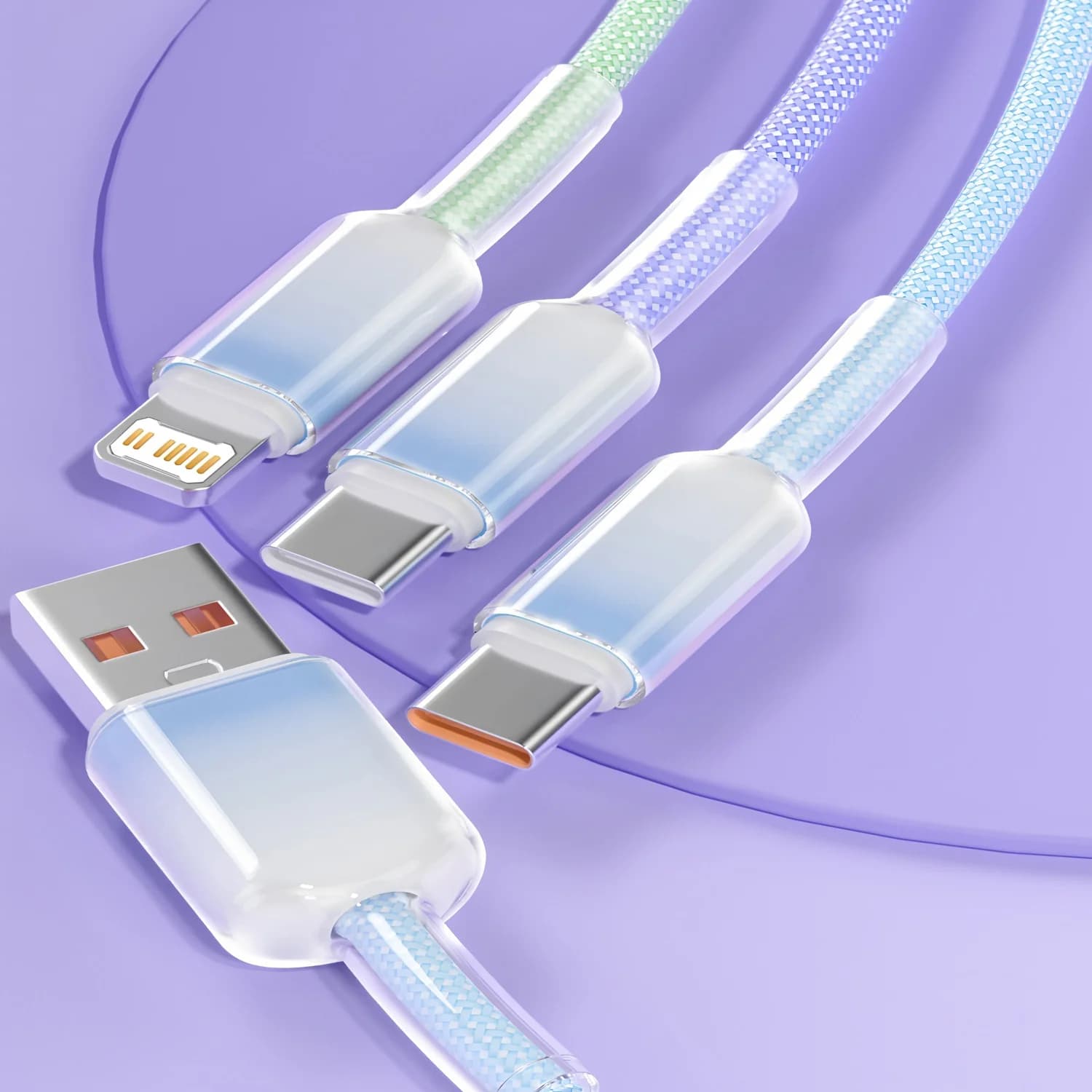 USB A-2 Type C Quick Charging USB 3 in 1 from 240 W for Samsung S24 Xiaomi Huawei Android USB C Data Transfer Cable
