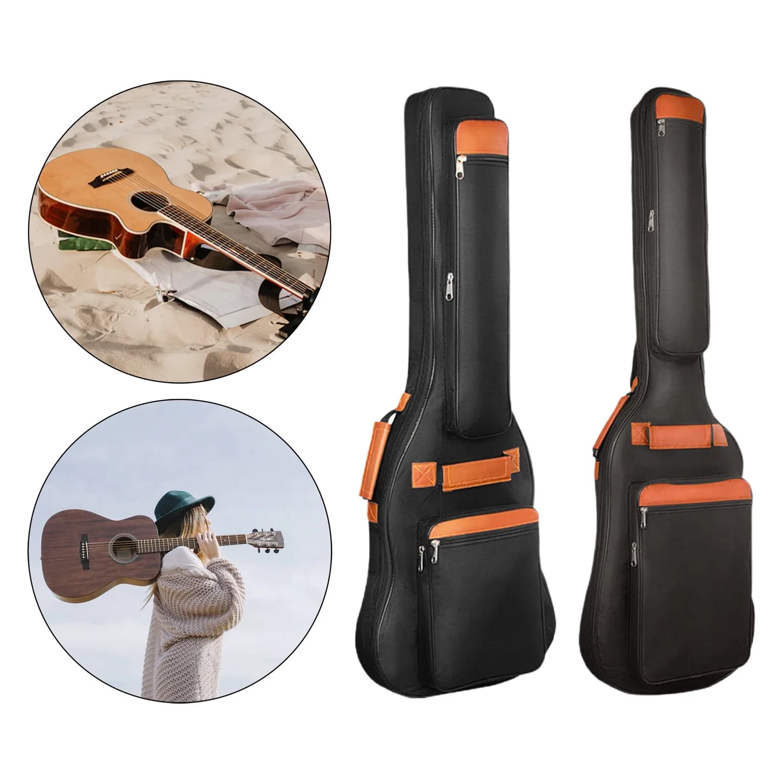 Borsa per Chitarra Elettrica e Basso, Imbottita 10mm, con Manico e Zaino, Custodia Impermeabile in Tessuto Oxford per Chitarra Acustica, per Uso Quotidiano/Trasporto e Viaggi