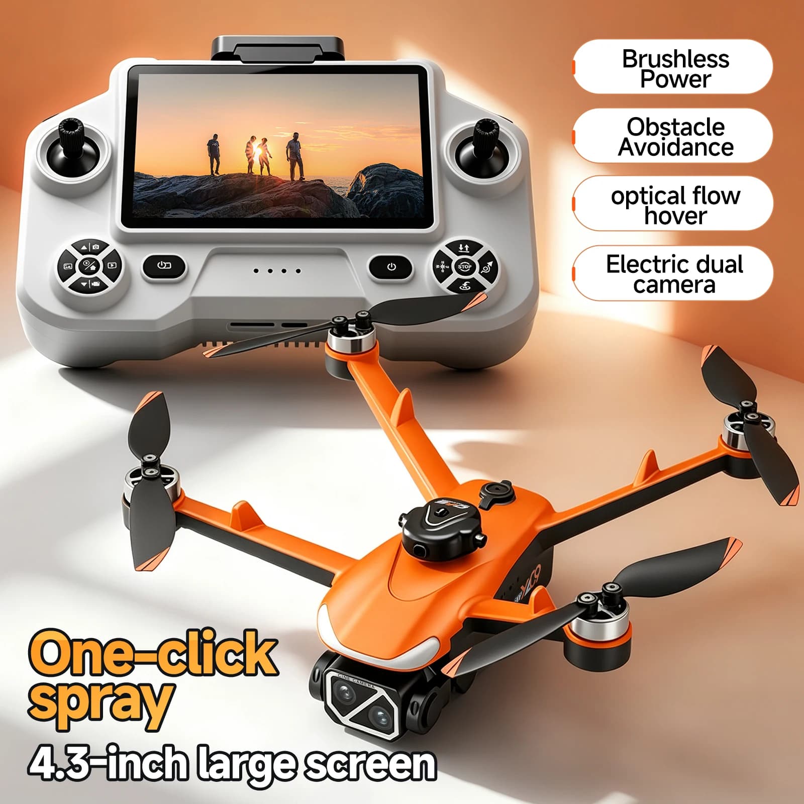 YL09 Screened spray Drone Brushless Optical Flow Obstacle Avoidance Remote Control Electric Tuning HD Camera Drones Toys Gift