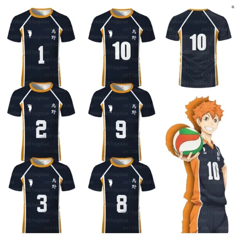Maglia Anime Haikyuu per Cosplay, Jersey del Club di Pallavolo della Scuola Superiore Karasuno, Hinata Shoyo Kageyama, Abbigliamento Sportivo Unisex con Collo Rotondo