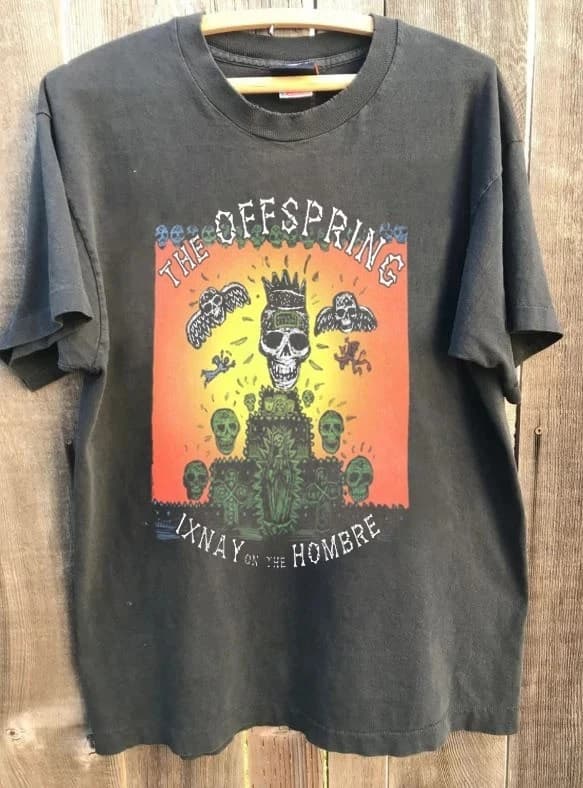 Summer Men's Pure Cotton Vintage The Offspring T-shirt Stylish Loose and Breathable Suitable for Everyday Wear