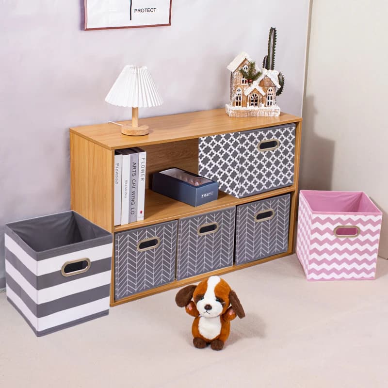Organizzatore di cubi in tessuto 1PC con manico in metallo Contenitori portaoggetti per abbigliamento Scatola portaoggetti pieghevole per giocattoli, biancheria intima, asciugamani per il trucco, soggiorno
