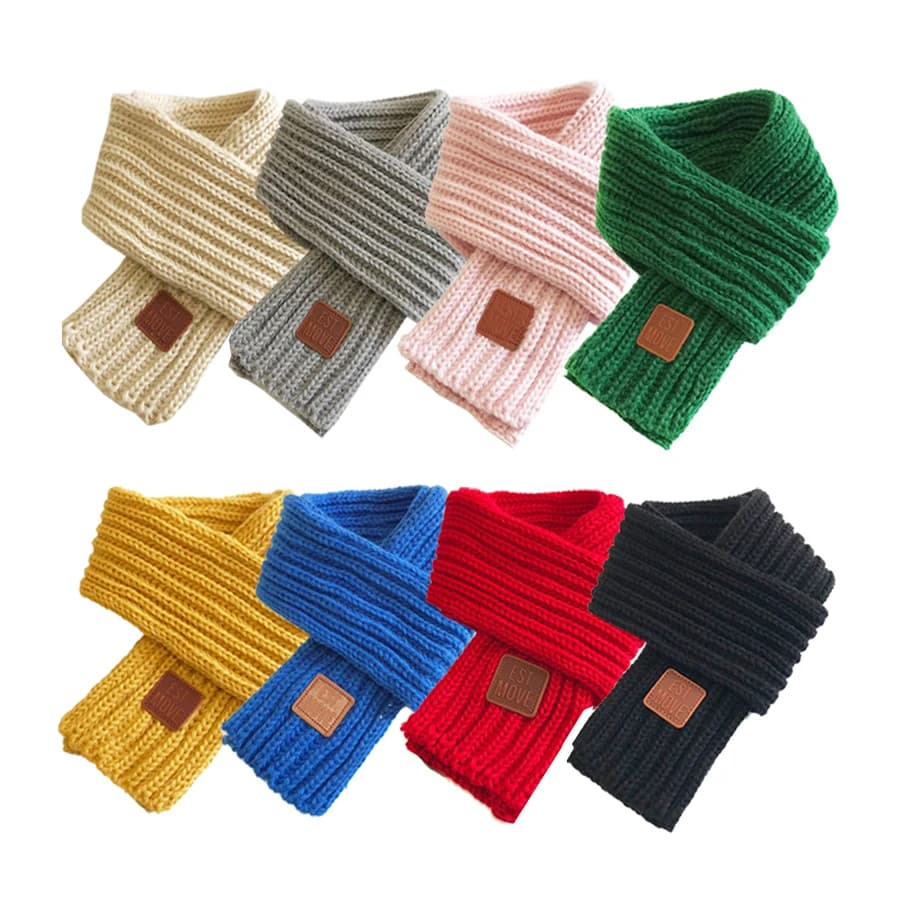 Sciarpe invernali per bambini lavorate a maglia per bambini scaldacollo in pelle etichetta croce bambini ragazzi ragazze sciarpe accessori per bambini 9*110cm