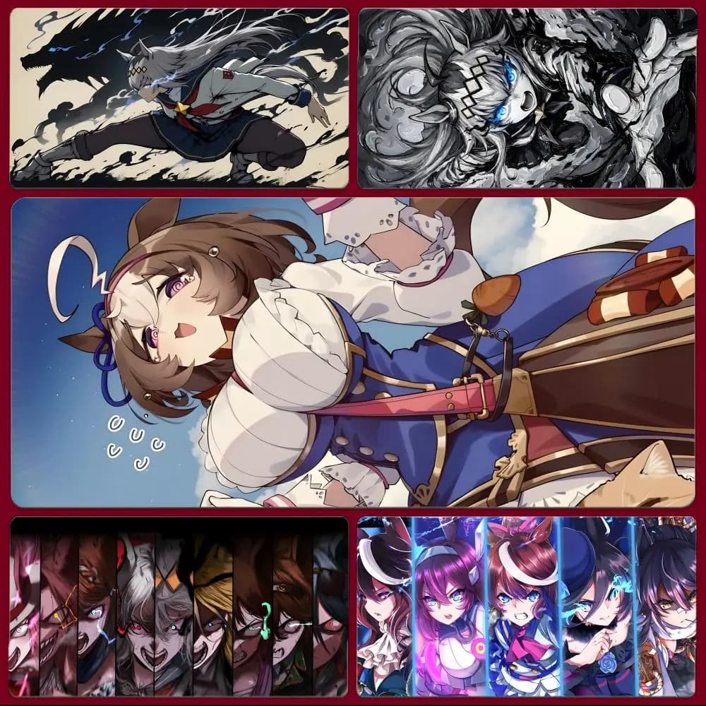 Game Cute U-Uma Musume: Pretty Derby Mouse Pad Grande tappetino per mouse da gioco con bordi cuciti Tappetino da scrivania ispessito per PC