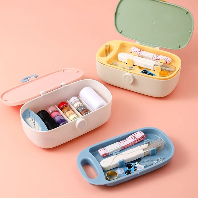 Set di scatole per aghi e fili per la casa strumenti per la riparazione delle mani per cucire portatili Kit di aghi e fili organizzatore di accessori per cucire