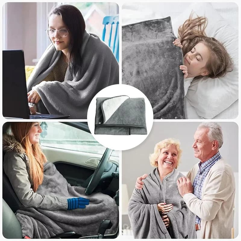 Coperta Elettrica USB, 3 Livelli di Riscaldamento Regolabili, Tappetino Riscaldante per Casa e Ufficio