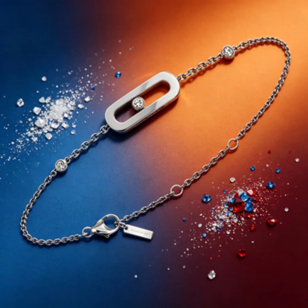 Elegante bracciale in platino, per il quotidiano, per appuntamenti, gioiello di tendenza.