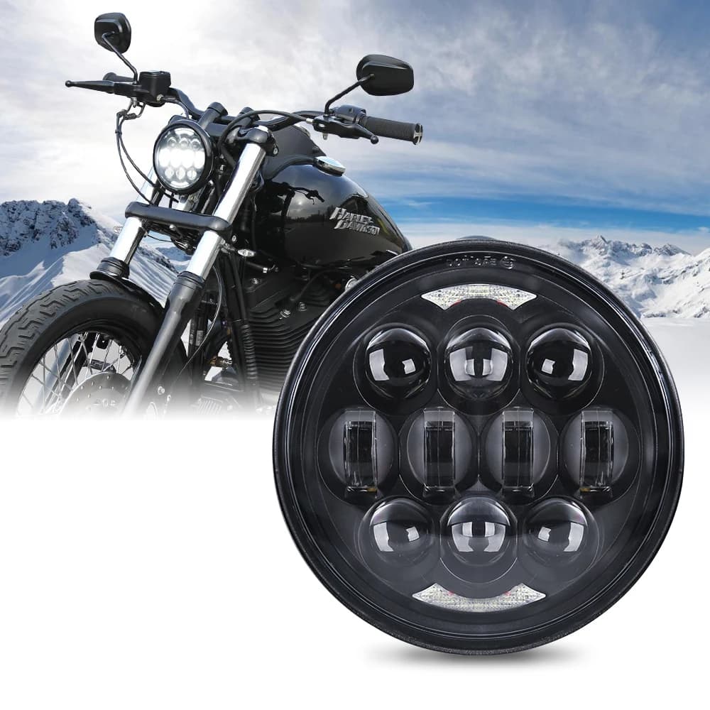 Faro LED Super Moto da 5,75 pollici con DRL per Harley Sportster XL 883 1200 Iron Dyna Street Bob Softail FXD 5-3/4