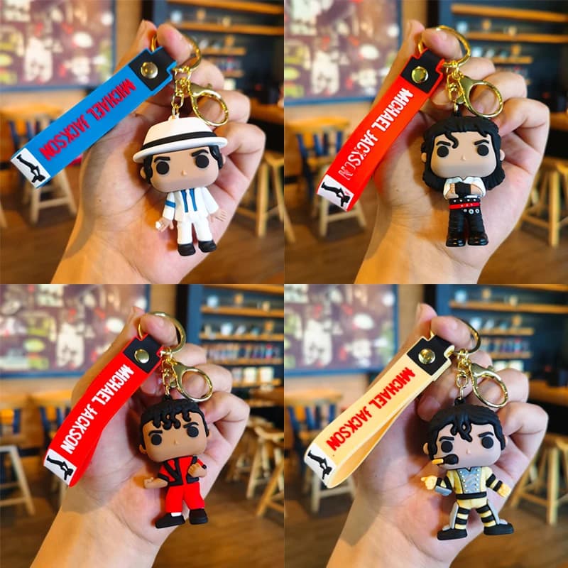 King of Pop Michael Jackson Keychain Doll Girls boy Chain Desktop Ornament Cartoon Anime Figure for Bag Key Charms Birthday Gift