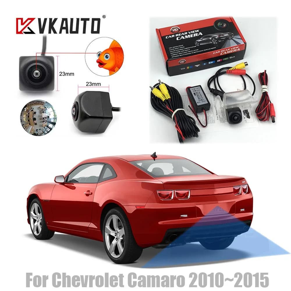 VKAUTO Fish Eye telecamera posteriore per Chevrolet Camaro 2010 2011 2012 2013 2014 2015 CCD HD Backup telecamera di parcheggio retromarcia