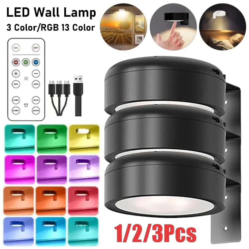 1/2/3 pezzi lampada da parete a LED magnetica ricaricabile senza trapano lampada da parete a LED timer regolabile a risparmio energetico luce di visualizzazione artistica