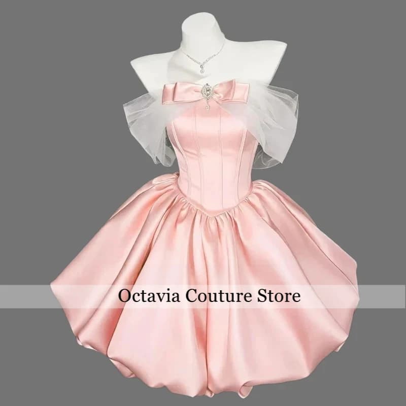 Abito da ballo corto con spalle scoperte per la laurea, mini abito da sera con cristalli per adolescenti, personalizzabile