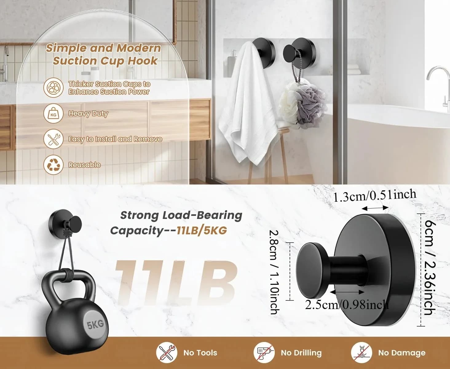 1/2/4PCS Vacuum Suction Cup Wall Hooks Punch-Free Bath Sucker Hanger for Glass Kitchen & Bathroom Towel Handbag Organizer