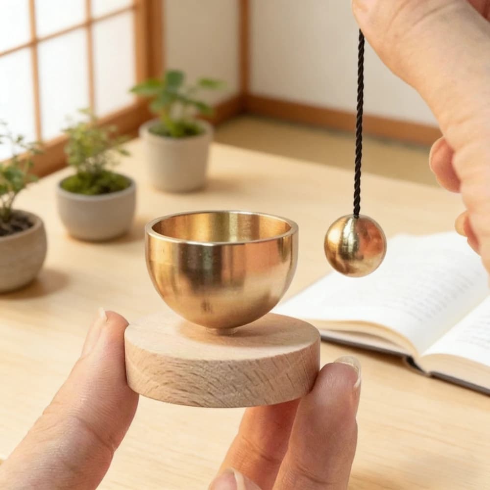 1Pc Handmade 3.9cm/1.83inch Singing Bowl Dopamine Bell Golden Copper Bowl Beech Copper Bell Mini Sound Melodious/For Yoga Meditation Relaxation, Mindfulness, Chakra Healing, Self-Regulation and Healing, Gift Set