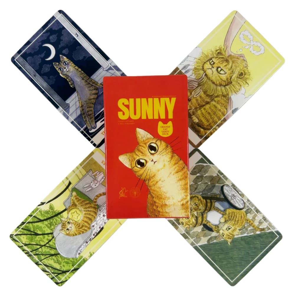 Sunny Orange Cat Tarot Deck A 78PCS Cards Best Gift-giving For Cat Lover ,Great For Beginners, Meditation & Party Games