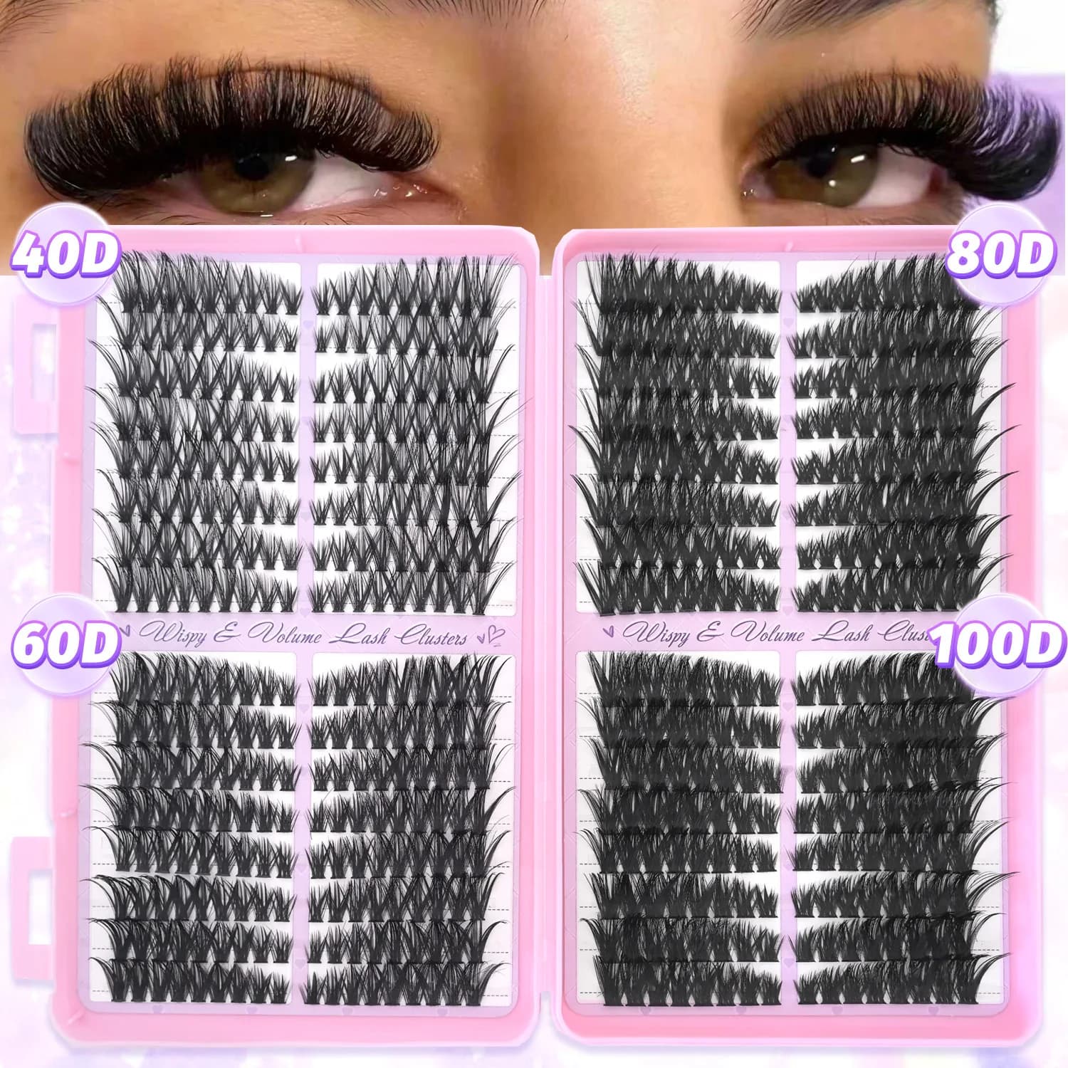 Ciglia finte fai da te, a ciuffetti singoli, 10-18 mm, curvatura D, extension ciglia a segmenti, ciglia naturali per trucco quotidiano o cosplay