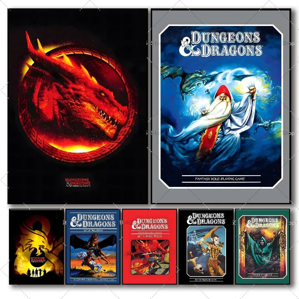 1PC Giochi di ruolo Dungeons And Dragons Poster Arte autoadesiva Adesivo di carta impermeabile Coffee House Bar Room Decorazione della parete
