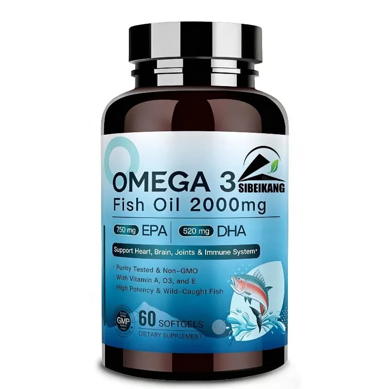 Omega 3 Fish Oil 2000mg Soft Capsules Containing Vitamin D3, E&A-EPA, and DHA-60 Capsules