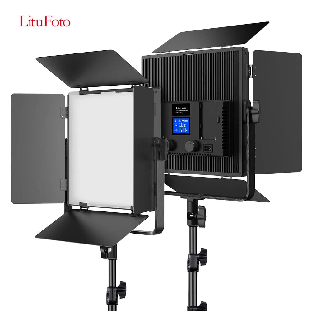 Vendita calda LituFoto 2 confezioni di illuminazione fotografica Camera Studio Vlogging Set di luci video con supporto per luce treppiede per la fotografia