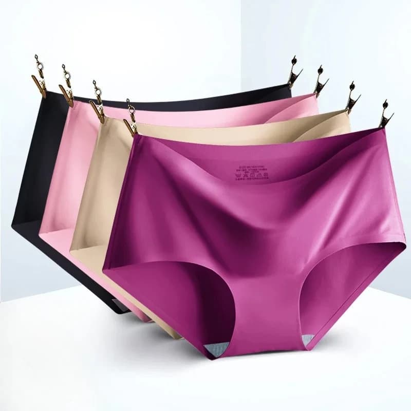 TrowBridge 10PCS/Set Women's Panties Solid Seamless Underwear Plus Size Comfortable Briefs Silk Satin Lingerie Health Underpants