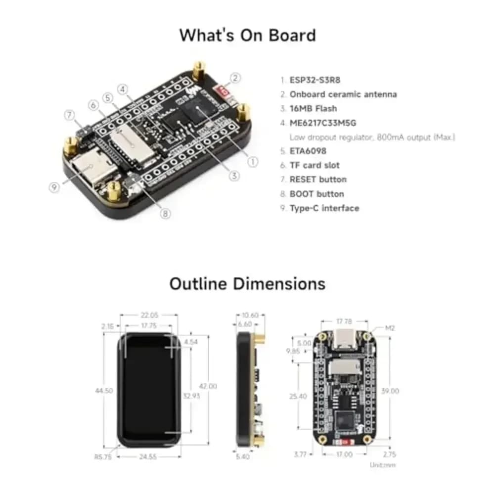 ESP32s-C6 1.47 Inch Touch Display Development Card Supports WiFi 6 Bluetooth ESP32s 1,47 inch 172×320 display type for Arduino