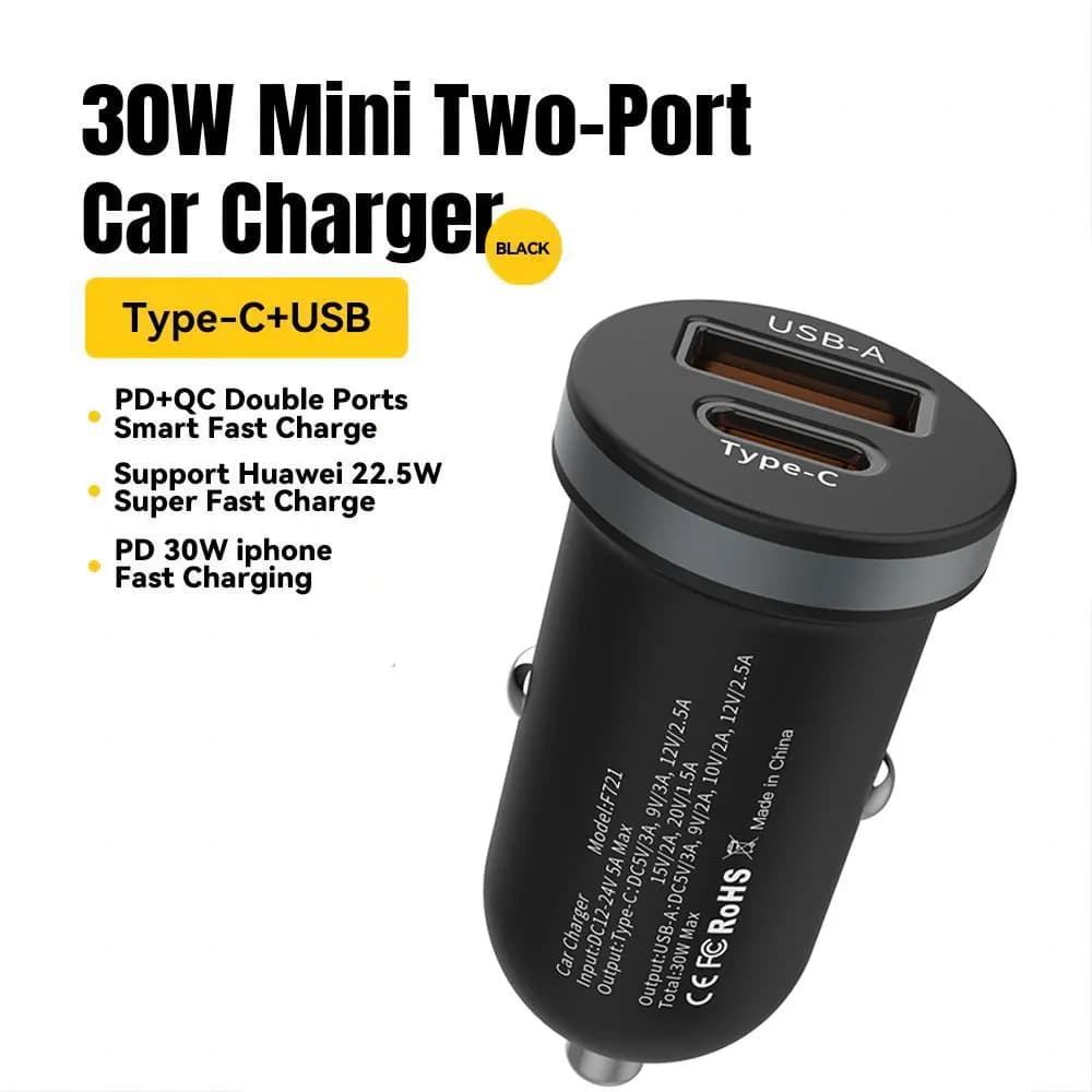30W 5A QC 4.0 PD 3.0 USB Car Charger Quick Charge4.0 USB Type C Quick Charging for iPhone 12 13 Huawei Xiaomi