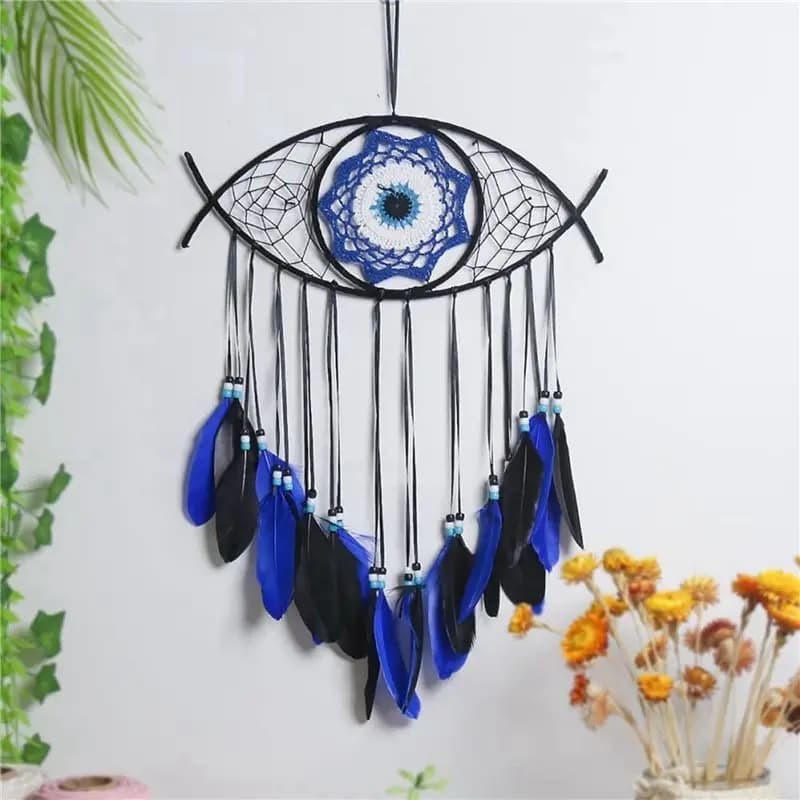 B84B 2X Evil Eye Dream Catchers Hand-Woven Macrame Wall Hanging Home Decor Good Luck Blessing Gift for Bedroom