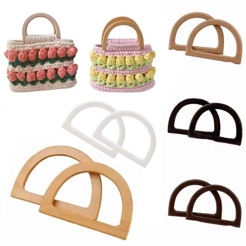 1 pz manico per borsa in legno/plastica a forma di D 12 cm * 8 cm cinturino per borsa artigianale di ricambio accessori per borse fai da te manico per borsa