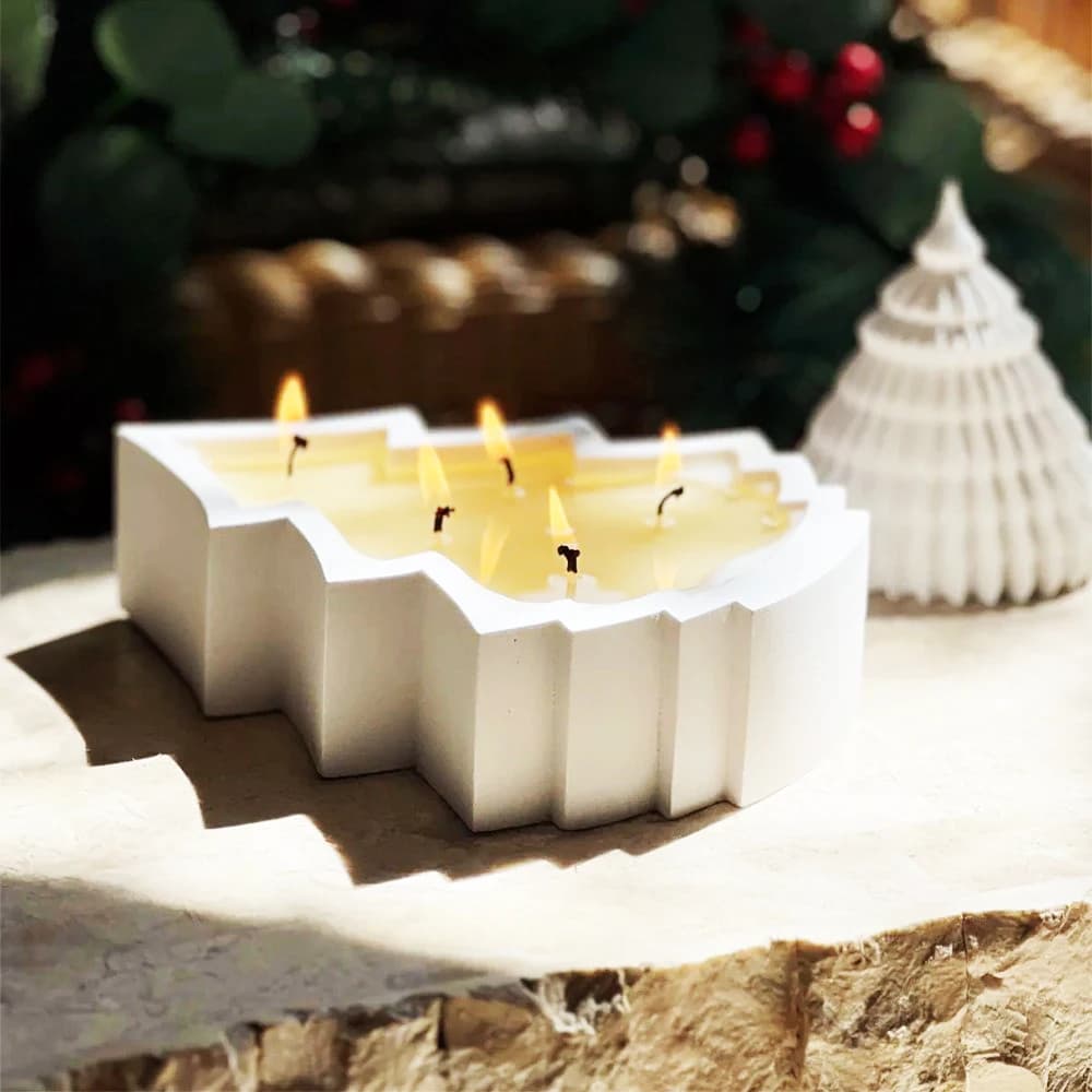 Stampo in silicone per contenitore per albero di Natale Stampo in silicone per tazza di candela per albero di Natale in silicone per dessert al cioccolato e sapone