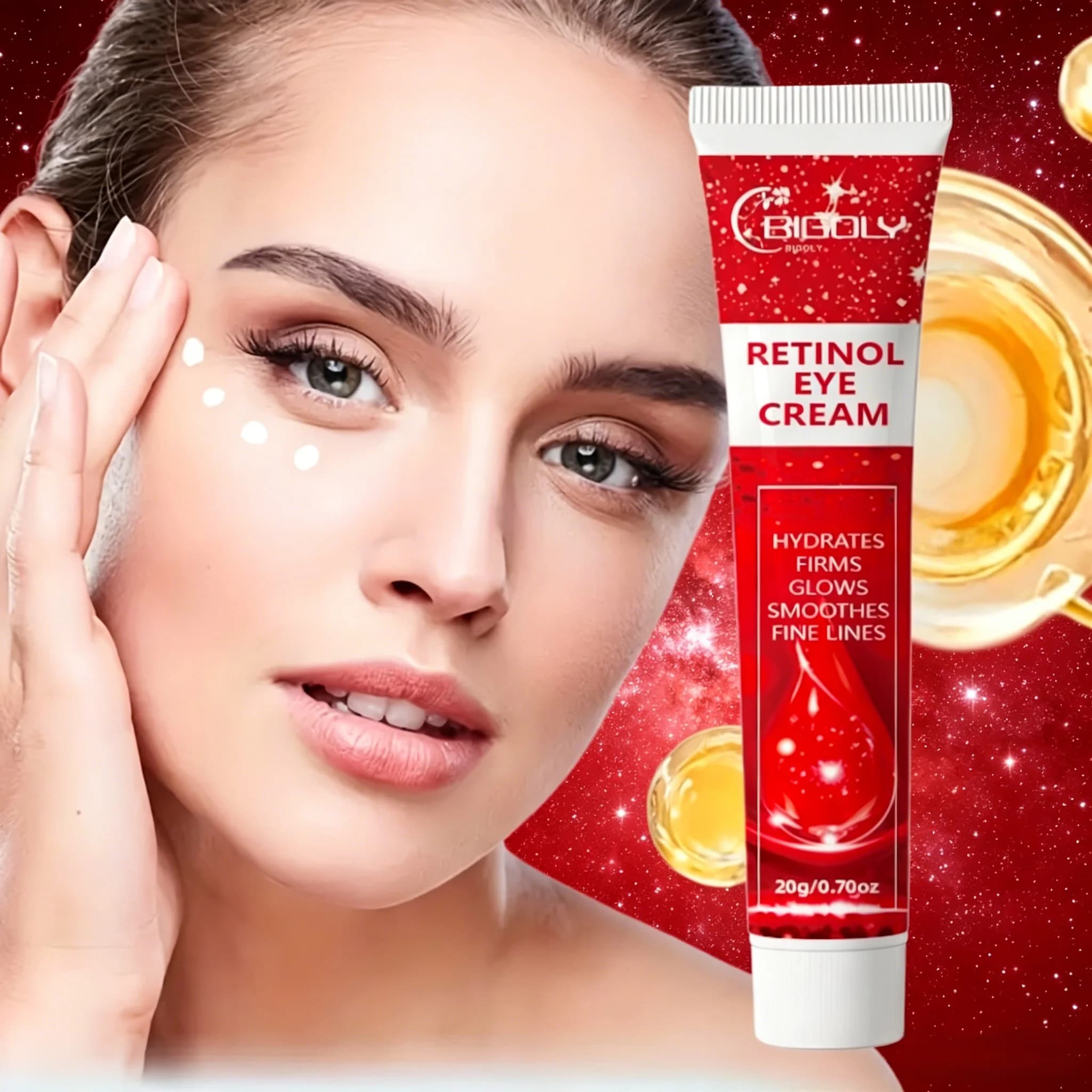Retinol Eye Cream, 1 Tube 20g, Simple and Easy to Use, Gives You a Comfortable Experience, Comes in a Delicate and Compact Package, Convenient for Travel, Gentle Ingredients That Don'T Irritate, Moisturizes the Skin Around the Eyes