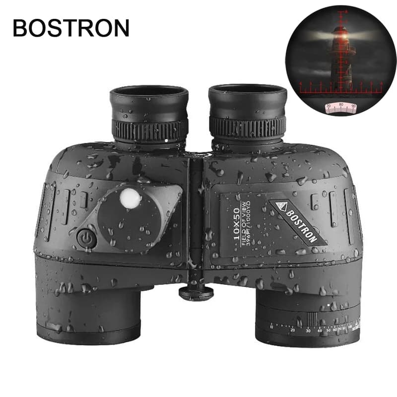 Binocolo 10x50 Telescopio militare marino Adulti Impermeabile con telemetro Bussola BAK4 Prisma HD Birdwatching per la caccia