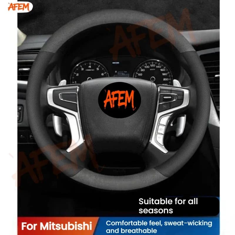 Steering Wheel Cover Genuine Leather For Mitsubishi Outlander Euge Pajero Jinchang Jinxuanjunge Suede Leather Handlebar Cover