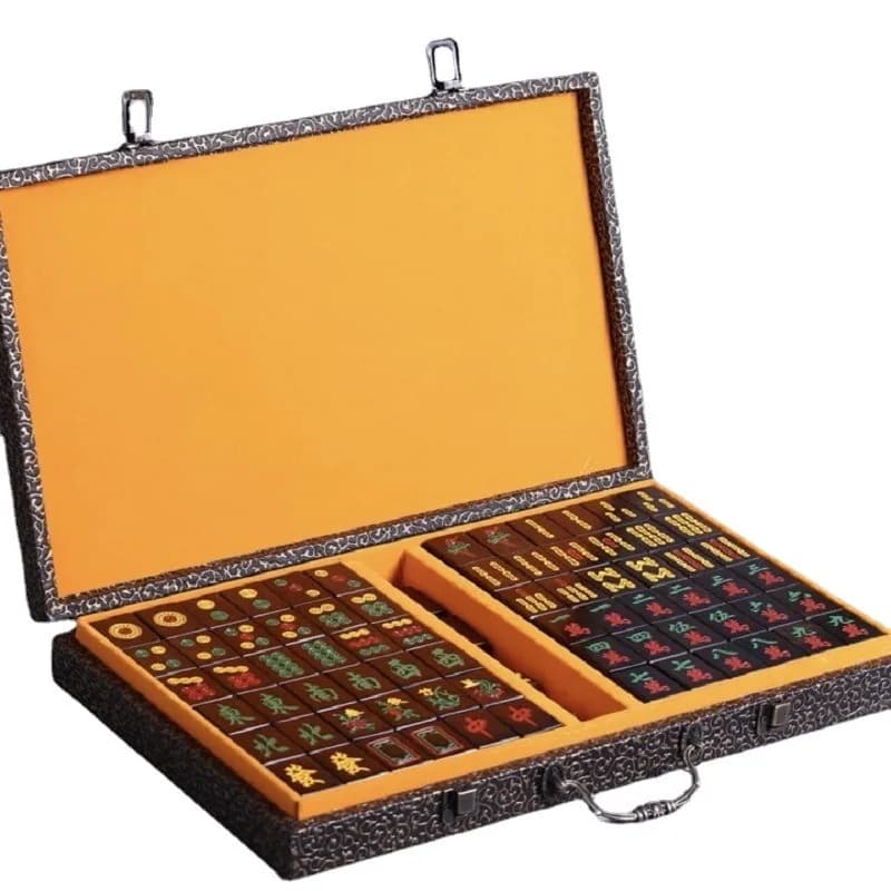 Set di Mahjong in Mogano Intagliato a Mano per Giochi di Scacchi e Dadi in Legno di Sandalo Rosso, Regalo Artigianale da Collezione