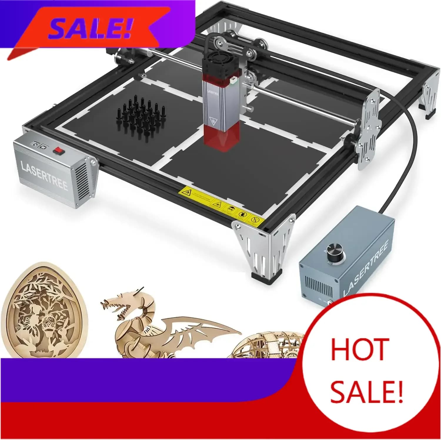 Bestseller Laser Engraver LASER TREE 80W, Laser Taglierina with Output Power 10000mW (10W), Assisted Air Pump and Magnetic Carpet Kit