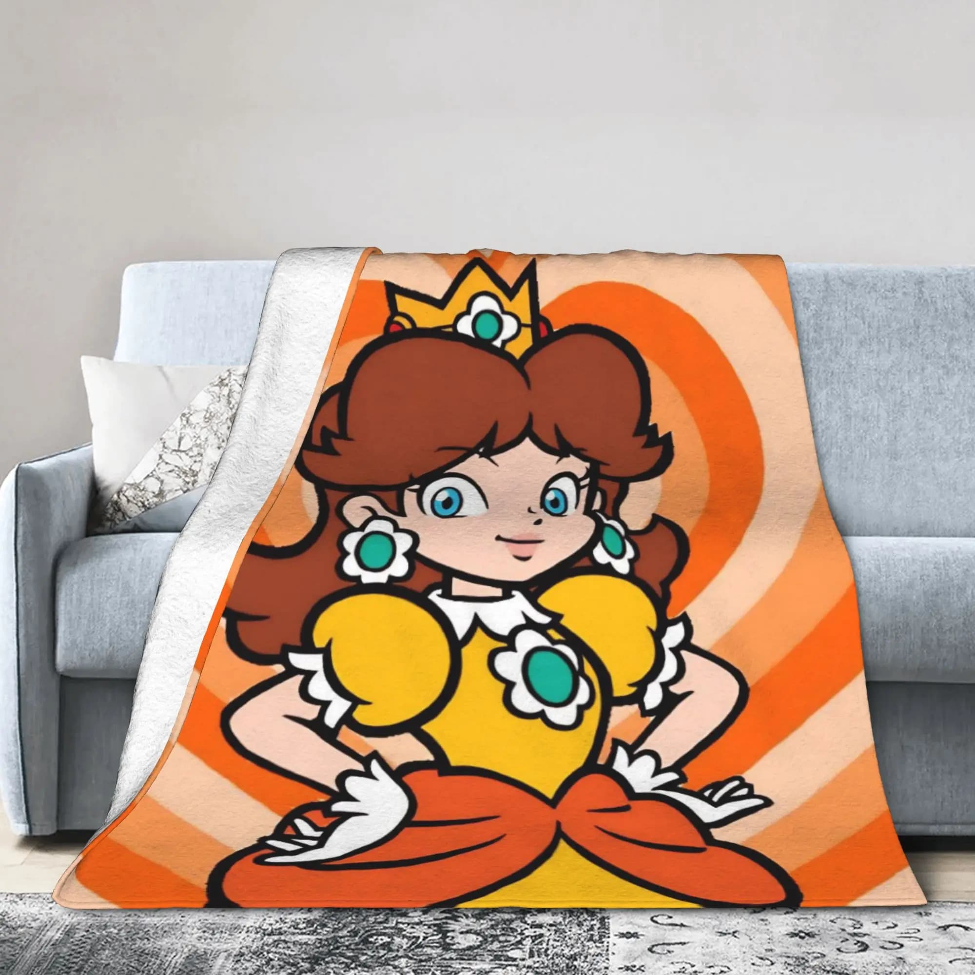 Coperta da principessa Marios con stampa in pile, multifunzione, super calda, per copriletti da letto