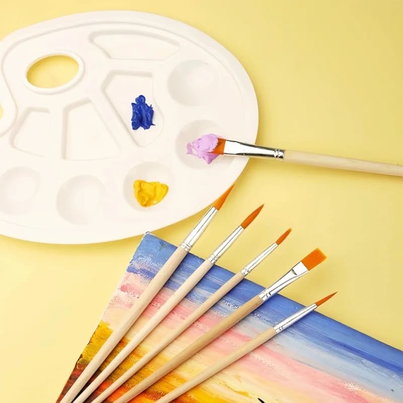 1pc/7pc White Plastic Palette, Painting Paint Palette, Acrylic Watercolor and Gouache Paint Palette