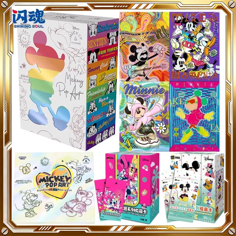 SHINING SOUL Disney Mickey & Friends Cards Pop Art Mystery Box Anime Trading Cards Game Giocattoli e Regali di Compleanno e Festività per Bambini