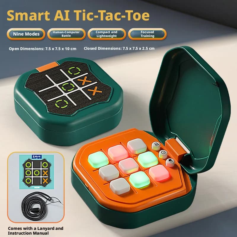 Tavolo da gioco Tic-Tac-Toe multifunzionale, giochi elettronici, puzzle Montessori, gioco da tavolo, set di scacchi portatile per adulti e bambini