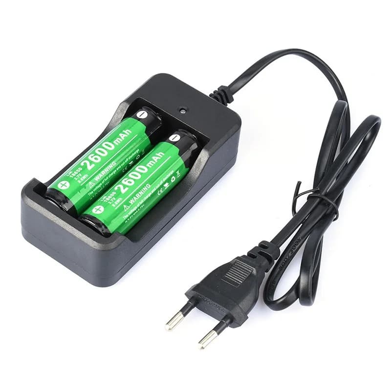 18650 EU Plug Charger Double Slots Intelligent Charging Fast Security Charging for 16340 26650 Rechargeable Li-ion Charger 2X