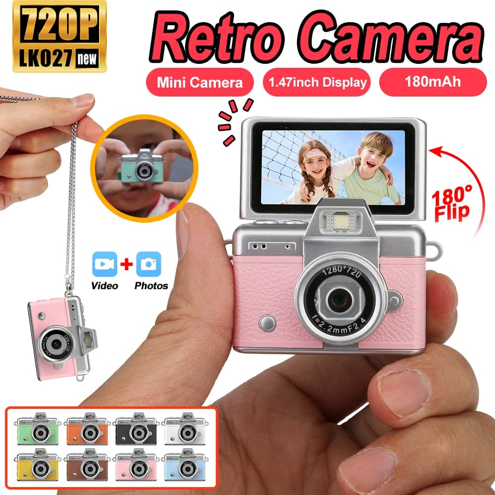1080P Thumb Mini Camera Keychain Digital Camera Retro Camera HD Photo Travel Outdoor With Screen Support Memory Card for Kids